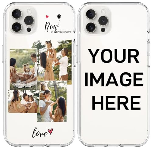 Fegiuly Personalisierte Handyhülle mit individuellem Bild für iPhone 17, 16, 15, 14, 13, 12, 11 Pro Max, XR, XS, 6, 7, 8 Plus, stoßfester Schutz, Geschenk für ihn, sie, Familie, Weihnachten