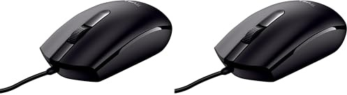 Trust Basi Mouse con Filo USB, 1200 DPI, Plug & Play, Sensore Ottico, 3 Pulsanti, Cavo USB 1,6 m, per Mano Sinistra e Destra, Mouse Cablato per Portatile, Macbook, Lenovo, Dell - Nero
