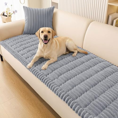 Homaxy Dicke Weiche Sofa überzug, Grau, 70 x 150 cm | Waschbare Rutschfeste Couch überzug , Sofabezüge für Hunde, Haustiere und Kinder, 2 3 Sitzer Sofaüberwürf für das Wohnzimmer