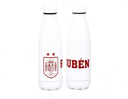 Made in Gift | Botella de Agua Personalizada Selección Española de Fútbol | Botella Acero Inoxidable Reutilizable con Nombre – Regalo Fútbol España 500ml – Ideal Deporte, Gimnasio, Trabajo y Viajes