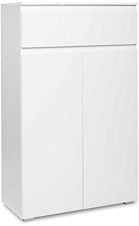 Kommode - Schuhschrank (B/H/T: 80 x 131 x 40 cm) griffloses Design, weiß matt
