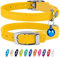 CollarDirect Collier pour Chat en Cuir de Sécurité avec Sangle Elastique, Cloche pour Chaton - Noir, Bleu, Rouge, Orange, Vert Lime, Jaune (15-18 cm)