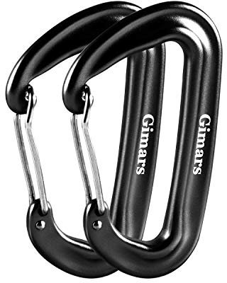 Gimars 12KN Karabiner,Karabinerhaken für Hängematten,Aluminium,alu Karabiner für Camping,Wandern, Angeln usw-,Schwarz
