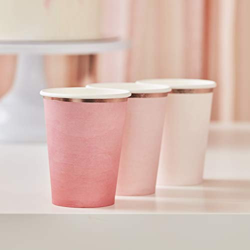 Ginger Ray Ombre Pink Paper Party Tassen, 8 Stück, Papier, Mix it Up