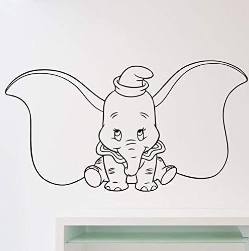 Dumbo Elephant Wandtattoo Cartoon Big Ear Tier Vinyl Wandaufkleber Kinder Schlafzimmer Kinderzimmer Interior Art Decor Nettes Wandbild 42X77 Cm