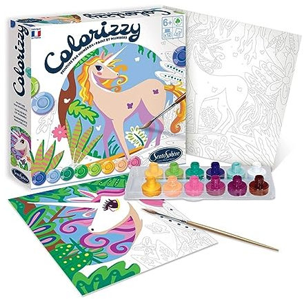 Sentosphère – Colorizzy - Licornes - Peinture par Numéros - Intuitif et Facile - Moment Relaxation - Kit de Loisir Créatif - Pour enfants dès 6 ans - Fabriqué en France - 4507