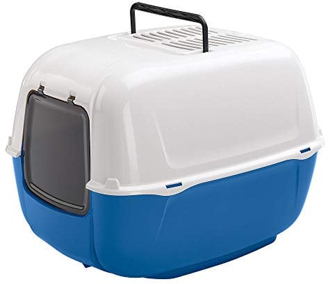 FERPLAST - Katzentoilette - Katzenklo mit Deckel - Schwingtür - Aktivkohlefilter zur Geruchsneutralisierung - Katzenklo Groß - Cat Litter Box - 39,5 X 52,5 x h 38 cm - Prima Toilette, Himmelblau