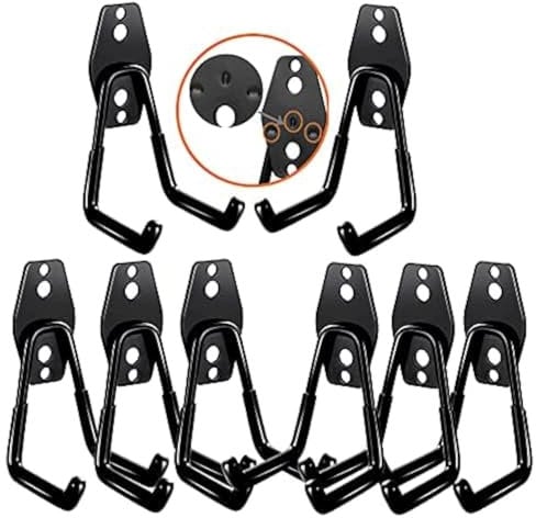 3-H Appendi Bici da Muro Garage 8 Pezzi, Supporto 3 Punti di Saldatura, Acciaio Inox Massiccio, Porta Bici Con Viti Ganci per Attrezzi, Scala