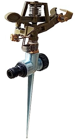 Rasensprenger 360 Sprühaufsatz Impulsregner Regner Sprinkler AA337 Kreisregner mit Erdspieß aus Metall