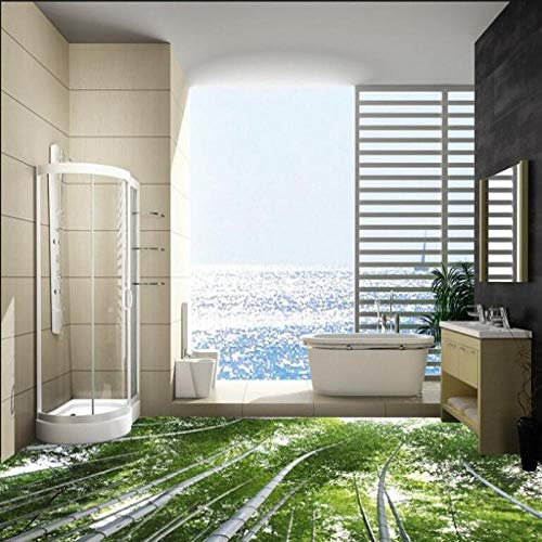 Papier peint mural auto-adhésif personnalisé 3DPersonnalisé grande salle murale en bambou 3D de la salle de bain tridimensionnelle de la salle de bain en pvc-200cmx140cm
