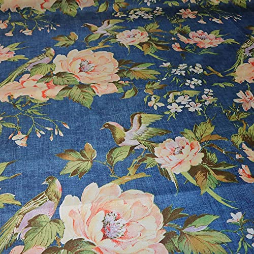 HEKO PANELS Stoff Oxford Wasserdichte Meterware Canvas-Stoff Polyester Stoff Zum Nähen Nähstoffe Möbelstoffe Dekostoffe Handwerken Wasserabweisend Blickdicht Blumen Vögel Bunt Blau 100 x 160 cm