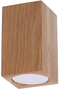 SOLLUX lighting Keke LED Deckenleuchte aus Holz 1 Flamme - Wohnzimmer Lampe Schlafzimmer Leuchte Esszimmer - Lampe für Flur aus Eichenholz ‎6 x 6 x 10 cm