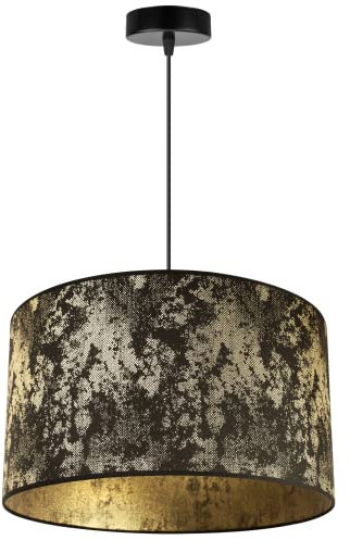 Light-Home Werona Elegant Hängelampe - Modern Deckenlampe für Wohnzimmer Schlafzimmer und Esszimmer - Pendelleuchte aus Metall mit Classic Lampenschirm - Schwarz-Gold - 23x40cm