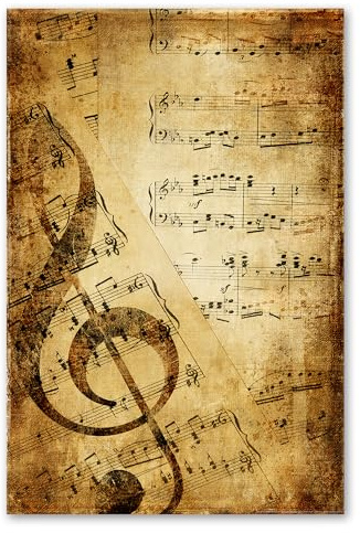 Postereck - 0128 - Vintage Notenblatt, Notenschlüssel Musik Noten - Wandposter Fotoposter Bilder Wandbild Wandbilder - Leinwand - 60,0 cm x 40,0 cm