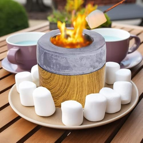Tisch-Feuerstelle, persönlicher Smores-Maker, natürlicher Beton, tragbare Tisch-Feuerschale