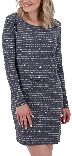 Alife and Kickin Damen EllinAK B Longsleeve Dress Kleid Damenkleid Freizeitkleid Sommerkleid XS-XXL, Marine Melange, M
