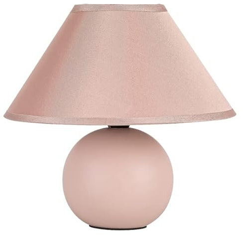 Rabalux 2145 Tischleuchte Ariel aus Keramik Textil rosa 1x E14 MAX 40W H:19cm Ø20cm mit eingebautem Schalter