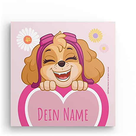 MIXPIX® – PAW Patrol Skye Peek-a-boo 20x20cm Fotokacheln Personalisiert Mit Namen – Geburtstagsgeschenk für Kinder – Drucke mit Wiederverwendbaren Klebepads