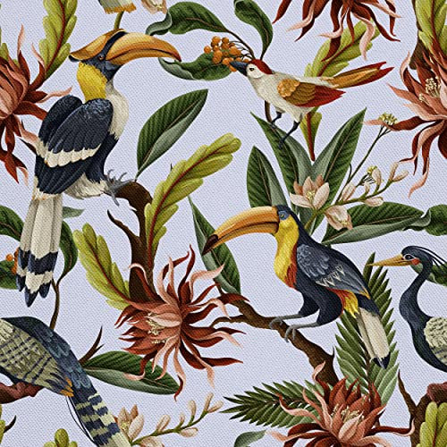 HEKO PANELS Stoff Oxford Wasserdichte Meterware Canvas-Stoff Polyester Stoff Zum Nähen Nähstoffe Dekostoffe Wasserabweisend Blickdicht Exotische Vögel 1 Meter 155 x 100 cm, DX301