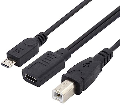 NFHK Câble de charge répartiteur USB-C femelle vers USB 2.0 standard type B et micro USB mâle