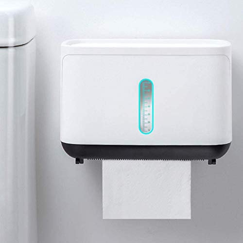 Toilettenpapierhalter, Badezimmer-Taschentuchbox, stanzfrei, wasserdicht, Toilettenpapier, Papierrolle, Papierhand (Farbe: Schwarz) Present