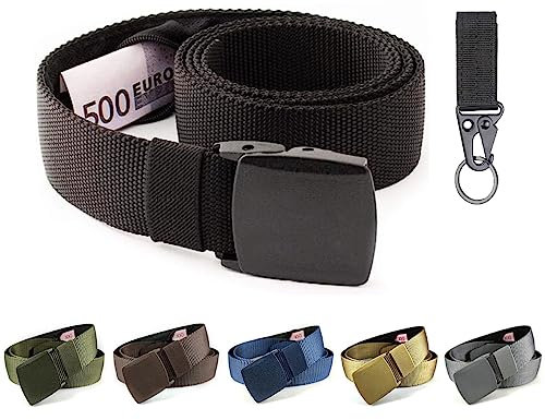BLAINDERS Cintura portasoldi Nascosta per Viaggio, Marsupio Viaggio Antifurto per Uomo Donna Tasca Segreta per Soldi Nascondiglio. Disponibile in 6 Colori. Moschettone incluso di Regalo. (Nero)
