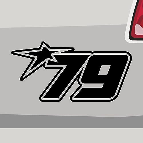 Stickerfreaks Startnummer 79 Aufkleber Racenumber Sticker Rennen Spaß Auto Bike Decal Vinyl Aufkleber Größe: 10x5cm (S) | Farbe: 70-schwarz | Racenumber Sticker Kleber Deko Tuning Zahl