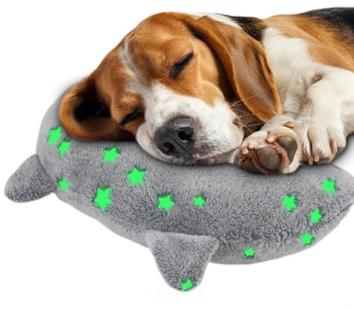 POMESEA Kissen für Hunde, Hunde-Nackenkissen, weich, flauschig, beruhigendes Spielzeug, halber Donut-Kuscheler, U-förmiges Kissen für Haustier, Gelenkentlastung, Schlafverbesserung (Grau)
