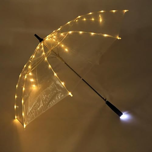 HEPYLAIFU durchsichtiger regenschirm LED-leuchtende transparente Regenschirme mit Taschenlampe, Party-Geburtstags-Weihnachtsgeschenke(Y)