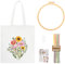 JSRQT Canvas-Taschen-Stickset für Anfänger Erwachsene, Komplettes Stick Starter Set mit Blumenmuster, DIY Kunst Nähhandwerk, Kreuzstich Set Embroidery Tote Bag inklusive Anleitung, Nadeln, Fäden, Weiß