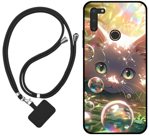 Sunrive Hülle Kompatibel mit Gigaset GS4 Case,matt Handyhülle Schutzhülle Etui Karikatur Muster TPU Backcover (Blase Katze) +1x Universale Handykette MEHRWEG