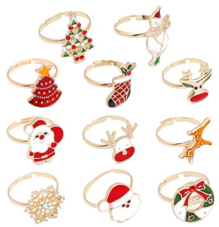 ibasenice 11st Weihnachtsschmuck Weihnachtsringe Parteibevorzugung Feiertagsschmuck Für Mädchen Geschenke Für Mädchen Offene Ringe Rentier-ring Weihnachtsbaum Zinklegierung Spielzeug Kind