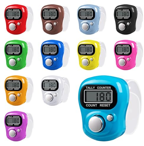 Amble 12 Pack Electronic Finger Counter, 5 Digit LCD Electronic Digital Display, Hand Tally Clicker Counter, Digital Handheld Tally Counter, Counting for Golf, Goods Counting, Lap, Knitting
