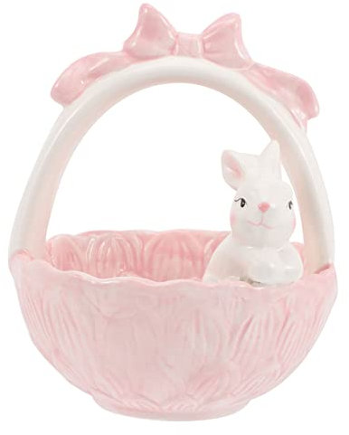 AOKWAWALIY Osterkorb aus Keramik, Kaninchen, Korbfigur, Mini-Figuren, Hausdekorationen für Zuhause, Keramik, Osterhase, dekorative Hasenschale, Mini-Autoschmuck, Keramikkugeln