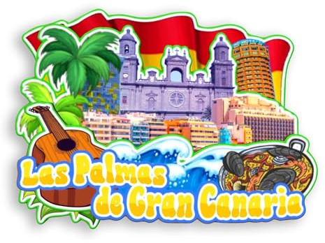 Quwsne Kühlschrankmagnet, Motiv: Las Palmas de Gran Canaria, Spanien, Kühlschrankmagnet, Stadt, Reise, Souvenirs, Touristengeschenke, 3D, klassische Sehenswürdigkeiten, handgefertigt, Handwerk,