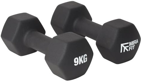Mirafit Soft Touch Mini Hex Dumbbells - 2 x 9kg