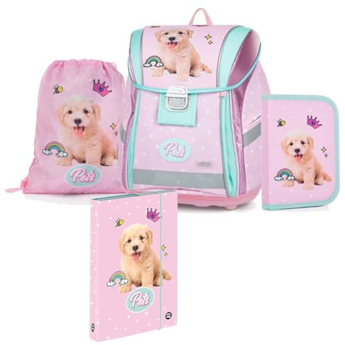 OXY BAG Premium Light Schulset 4 Set für 1.-3. Klasse | Ergonomischer Schulrucksack, Sportbeutel, A4 Box & Federmappe | Leicht & Sicher mit Reflektoren | Perfekt Organisiert für Schulkinder