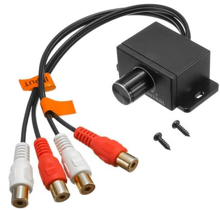 ANCLLO Manopola di controllo del volume della musica dei bassi del livello dell'amplificatore remoto con connettore per il sistema di altoparlanti subwoofer stereo per auto