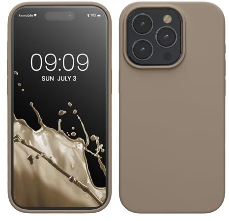 kwmobile Handyhülle für iPhone 15 Pro Hülle, für iPhone 15 Pro Case - Hülle Silikon - kabelloses Laden - Taupe