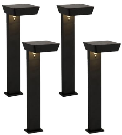 ENOVALITE 4er Set Solar Wegeleuchte mit Bewegungsmelder - 3 Lichtmodi - 3000K Warmweiß - IP54 wetterfest - Aluminium - eckige LED Außenleuchte Pollerleuchte Garten Terrasse