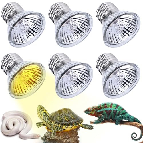 GBKDQQ Schildkröte Wärmelampe 6 Stück, Wärmelampe Terrarium 25W, 220V UVA UVB Lampe Terrarium, Reptilien Wärmelampe, E27 Dimmbar Terrarium Lampe Birne für Reptil und Amphibien