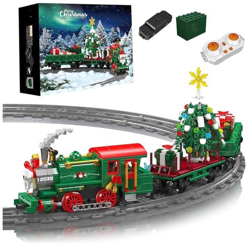KYLON Weihnachtszug für Iego Weihnachten 2024, Weihnachtszug Mit Ieds Weihnachtsset, Weihnachtszug mit Schienen KIemmbausteine Kompatibel mit Iego Weihnachten (Festlicher Weihnachtszug)