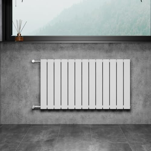 WITEN&NOCK Design Heizkörper Flach Paneelheizkörper Weiß 1000 x 600 mm Doppellagig mit Seitenanschluss Austauschheizkörper Nabenabstand 550 mm inkl. Montageset