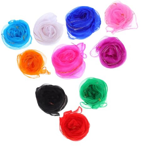 Milisten 10 Stück Performance Tücher Bunte Tanzschals aus Chiffon für Mädchen Accessoires für Musik Bewegung und Kindergartenaufführungen