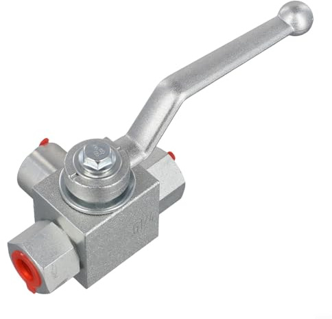 Hydraulischer 3-Wege-Hochdruck-Kugelhahn – 0,6 cm bis 1,9 cm für BSP, 500 bar MWP, Körper aus Karbonstahl mit Gummiauskleidung, manuell betriebenes T-Stück (G1/4), 1 Stück