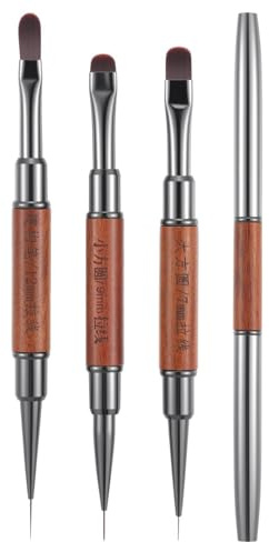 3Pcs Dual Head French Tip Nail Brush Brown Acrylic Nail Brush