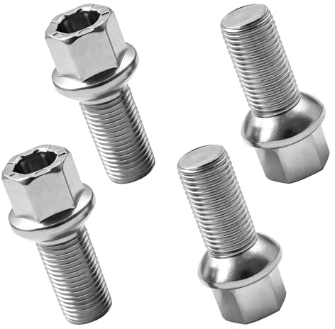 4 pezzi bulloni per ruote M14 x 1,5, 28 mm, bulloni conici in acciaio legato, bulloni a cono da 17 mm compatibili con Audi VW Tiguan Touran, dimensione esagono 17 mm