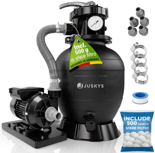 Juskys® Filtro a Sabbia 250 W - impianto Piscina ad Alte Prestazioni per 38.000 Litri, Sistema 7 Posizioni Struttura Durevole