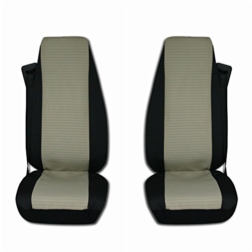 TEXMAR Sitzbezüge für Volvo FH, FL, FE ab 2014, Schwarz, Beige, Lux Stoff, 2 Stück