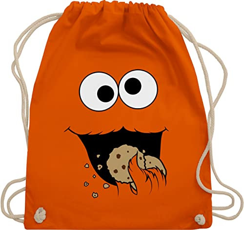 Turnbeutel Rucksack - Karneval & Fasching - Taschen - Keks Monster I Krümelmonster I Cookie Monster Fastnacht I Fasnacht I Fasnet - Unisize - Orange - stoffbeutel kindergarten karnevalsbeutel